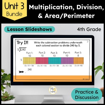 Preview of Multi-Digit Operations, Area, Perimeter -4th Grade iReady Math Unit 3 Slideshows