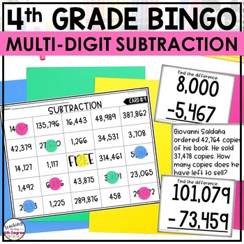 Multi Digit Subtraction Bingo Game by Teaching to the 4th Degree