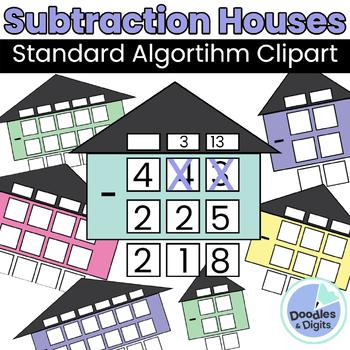 Preview of Multi-Digit Subtraction Clipart- Standard Subtraction Algorithm Clip Art Houses