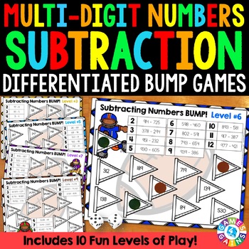 Preview of Multi Digit Subtraction Games with Regrouping: Subtract 2 Digit, 3 Digit & More