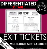 Multi-Digit Subtraction Regrouping Exit Tickets - Differen