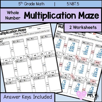 Preview of Multi Digit Whole Number Multiplication Maze
