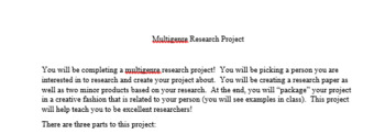 Preview of Multi-Genre Research Project