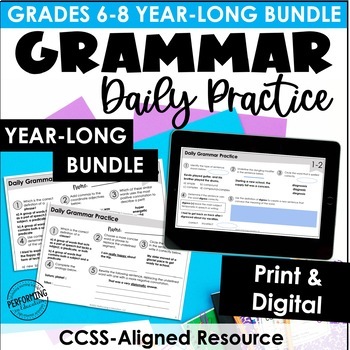 Preview of Multi-Grade Year-Long Daily Grammar Practice 6th-8th Grade | Year-Long Bundle