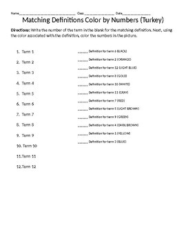 Preview of Multi-Holiday Editable Color by Numbers- Matching Terms