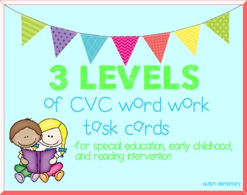 Preview of Differentiated CVC Task Cards for Special Education