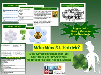 Preview of Multi-Leveled: ST. PATRICK Constructed Response Practice & Word Work RI 6.1