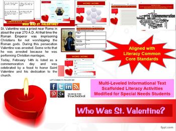 Preview of Multi-Leveled: ST. VALENTINE Constructed Response Practice & Word Work RI 8.1