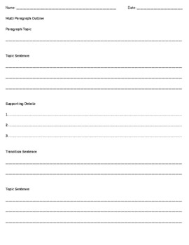 Multi Paragraph Quick Outline by Isaac's Worksheets | TpT