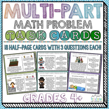 Preview of Multi-Part Math Problems Task Cards Performance Based Tasks