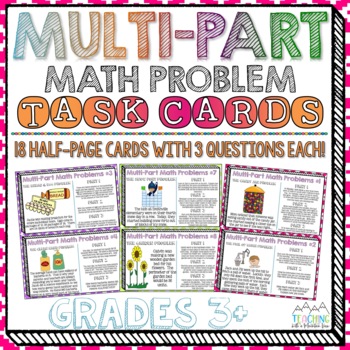 Preview of Multi-Part Math Problems Task Cards Performance Based Tasks | Test Prep