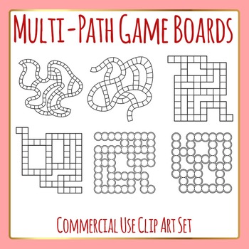 Preview of Multi Path Game Boards Template / Boardgames Layout Clip Art / Clipart