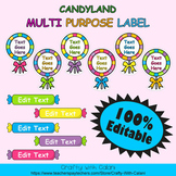 Multi Purpose Label, Editable Labels in Candy Land Theme -