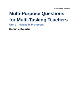 Preview of Multi-Purpose Questions Teachers: Unit 1 - Scientific Processes