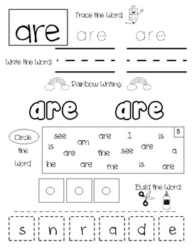 Sight Word Practice Pages - Kindergarten Word Work | TpT