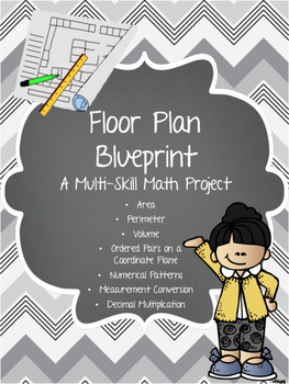 Preview of Multi-Skill Review Floor Plan Blueprint Math Project