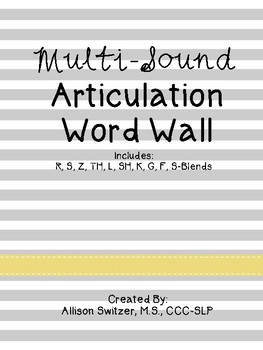 Preview of No Prep Multi-Sound Articulation Word Lists (Gray Theme)