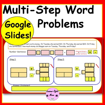 Preview of Multi-Step 2 and 3 Digit Word Problems Distance Learning Google Slides