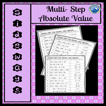Preview of Solving Multi Step Absolute Value Equations Worksheets