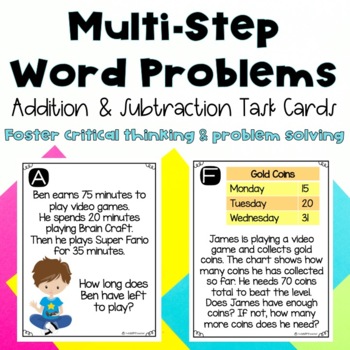 Preview of Multi Step Addition & Subtraction Word Problems | Two Step Story Problems