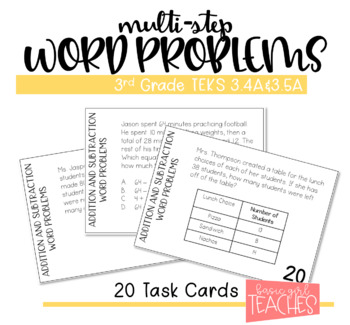 Preview of Multi-Step Addition and Subtraction Word Problem Task Cards