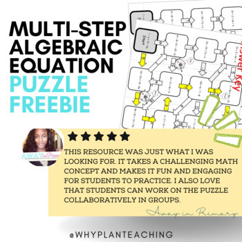 Multi-Step Algebraic Equation Puzzle + Answer Key! - 1 Variable- Freebie