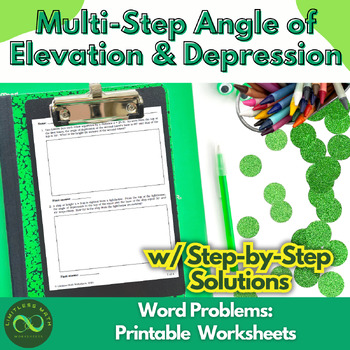 Preview of Multi-Step Angle of Elevation & Depression Word Problems w/ Solutions - Part1