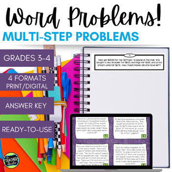 Preview of Multi-Step Word Problems - 3rd Grade Word Problems - 4th Grade Word Problems