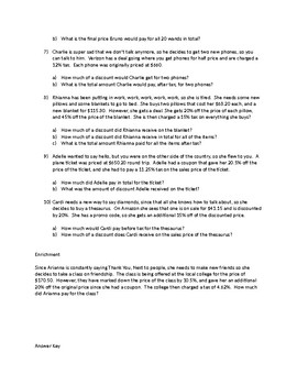 multi step consumer math worksheet 2 7th grade tpt