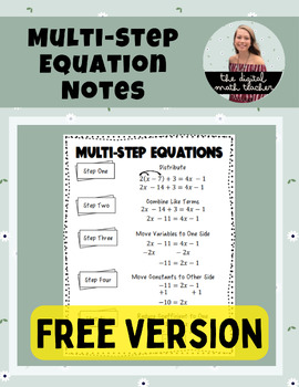 Preview of Multi-Step Equation Notes FREE VERSION