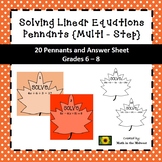 Multi - Step Equation Pennants - Fall Theme 8.EE.7