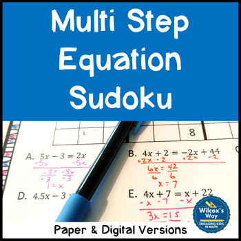 Preview of Multi Step Equation Sudoku Game Digital and Paper
