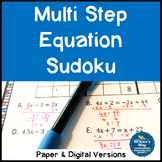 Multi Step Equation Sudoku Game Digital and Paper