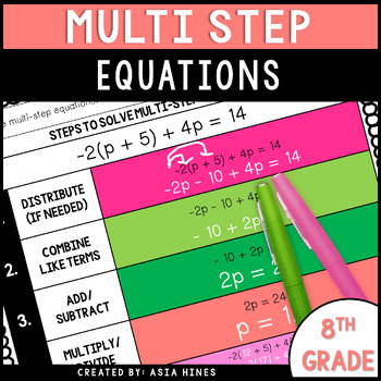 Preview of Solving Equations with Variables on Both Sides Multi Step Equations Guided Notes