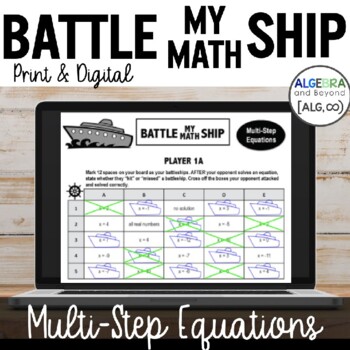 Preview of Solving Multi-Step Equations Partner Activity - Battle Game, Practice Worksheets