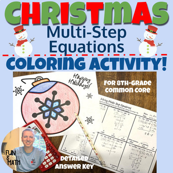 Preview of Multi-Step Equations Christmas Coloring Activity