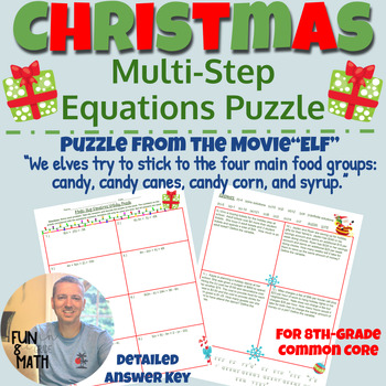 Preview of Multi-Step Equations Christmas Puzzle Review