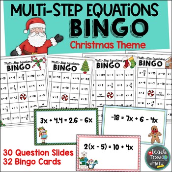 Preview of Multi-Step Equations Christmas Themed Bingo Game