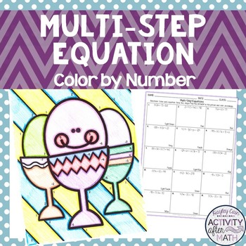 Preview of Multi-Step Equations Variables on One Side Color By Number Easter Activity