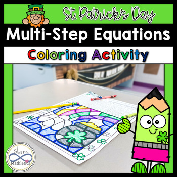 Preview of Multi-Step Equations PRINTABLE & DIGITAL Coloring Activity St Patricks Day
