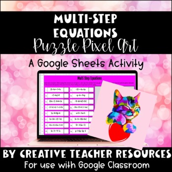 Preview of Multi Step Equations DIGITAL Puzzle Pixel Art | Distance Learning