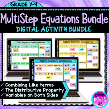 Preview of Multi-Step Equations Digital Activities BUNDLE for Google Slides™