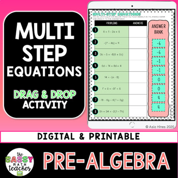 Preview of Multi Step Equations Digital Activity