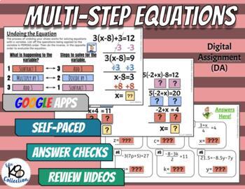 Preview of Multi-Step Equations  - Digital Assignment