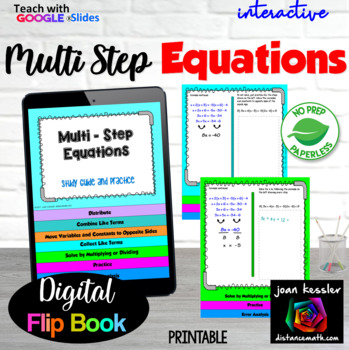 Preview of Multi Step Equations Digital Flip Book