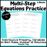 Multi-Step Equations-Distributive, Variables on Both Sides