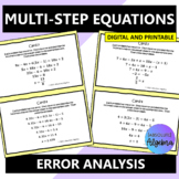 Multi Step Equations Error Analysis PDF or Google Forms