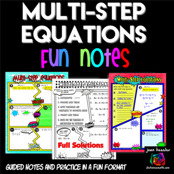 Preview of Multi-Step Equations FUN Notes Doodle Pages
