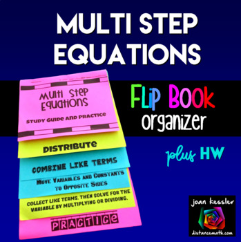 Preview of Multi-Step Equations Foldable Flip Book plus HW
