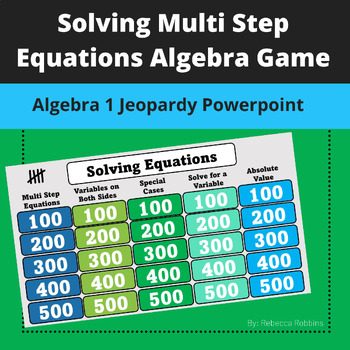 Preview of Multi Step Equations Game - Algebra 1 Jeopardy Review PowerPoint